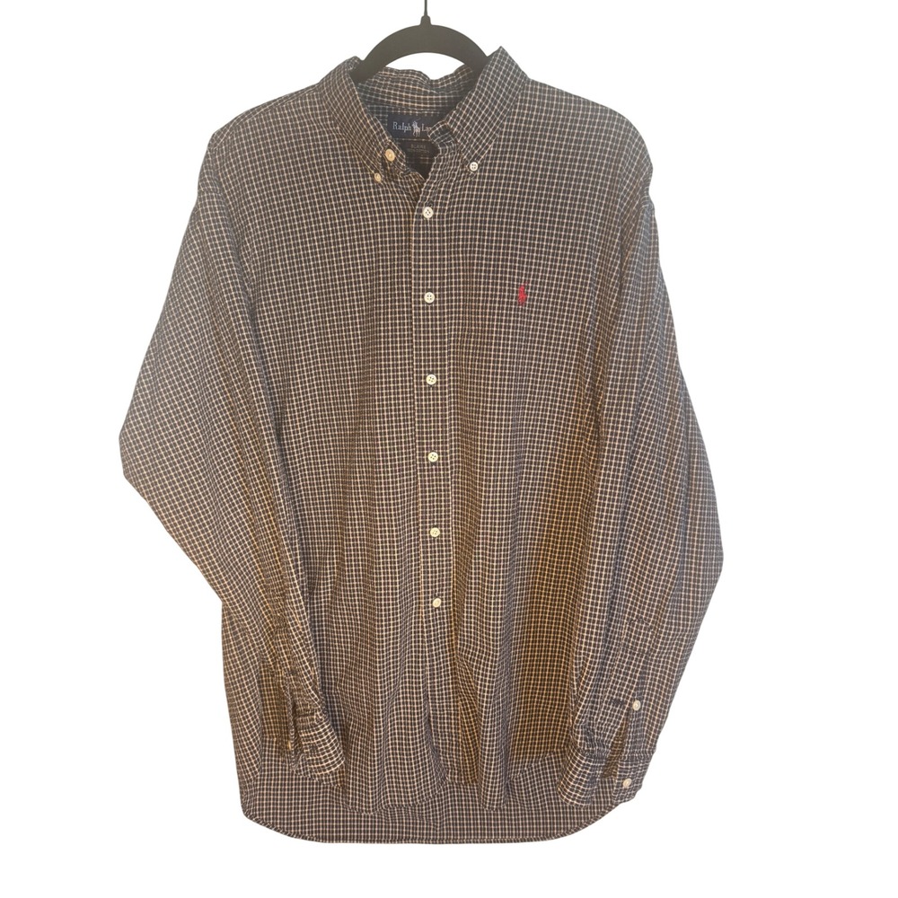 Ralph Lauren Blair Brown Check Shirt Large Old Money Preppy Country Club Cotton - Picture 3 of 10
